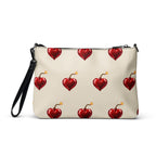Slop Cannon Heart Fuse Crossbody Bag — Cream / black trim — back view; bag only; printed faux leather with black trim; supplier digital mockup.