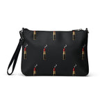 Slop Cannon Loaded Crossbody Bag — Black / black trim — back view; bag only; printed faux leather with black trim; supplier digital mockup.
