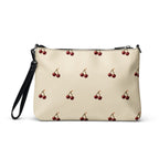 Slop Cannon Cherry Fuse Repeat Crossbody Bag — Cream / black trim — back view; bag only; printed faux leather with black trim; supplier digital mockup.