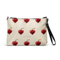 Slop Cannon Heart Fuse Crossbody Bag — Cream / black trim — front view; bag only; printed faux leather with black trim; supplier digital mockup.