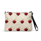 Slop Cannon Heart Fuse Crossbody Bag — Cream / black trim — front view; bag only; printed faux leather with black trim; supplier digital mockup.