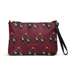 Slop Cannon Bad Luck Club Crossbody Bag — Burgundy / black trim — front view; bag only; printed faux leather with black trim; supplier digital mockup.