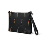 Slop Cannon Loaded Crossbody Bag — Black / black trim — three-quarter front view; bag only; printed faux leather with black trim; supplier digital mockup.