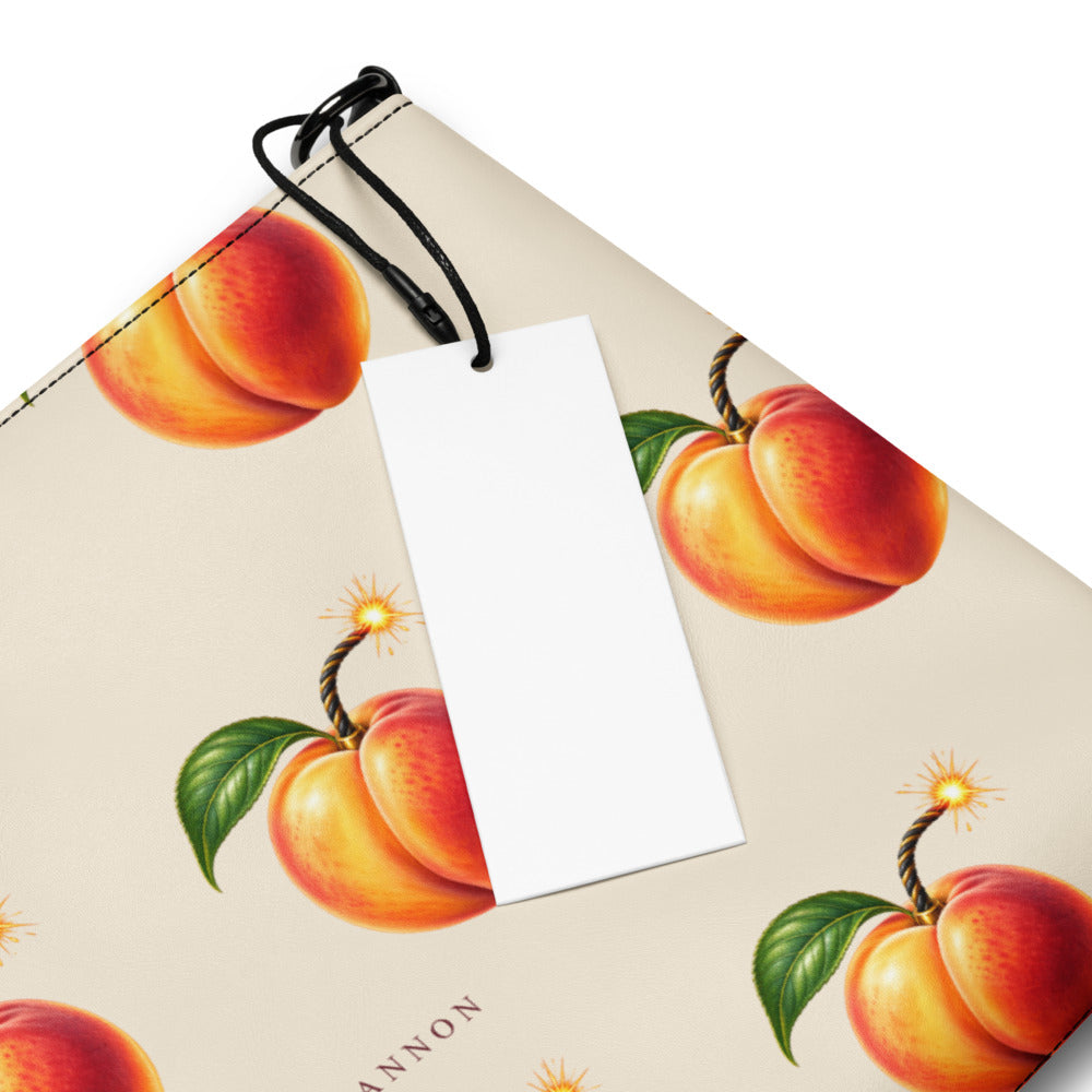 Slop Cannon Hot Piece Crossbody Bag — Cream / black trim — print detail with styling tag; bag only; printed faux leather with black trim; supplier digital mockup.