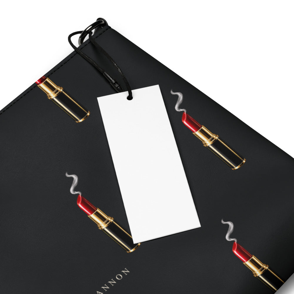 Slop Cannon Loaded Crossbody Bag — Black / black trim — print detail with styling tag; bag only; printed faux leather with black trim; supplier digital mockup.