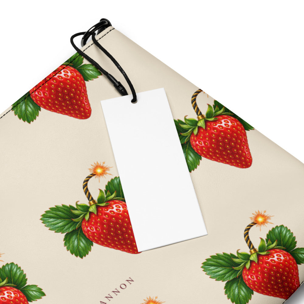 Slop Cannon Sweet Trouble Crossbody Bag — Cream / black trim — print detail with styling tag; bag only; printed faux leather with black trim; supplier digital mockup.