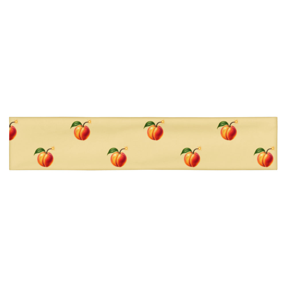 Slop Cannon Hot Piece Headband — Butter — flat front view; one straight headband; printed straight polyester/elastane band; supplier digital mockup.