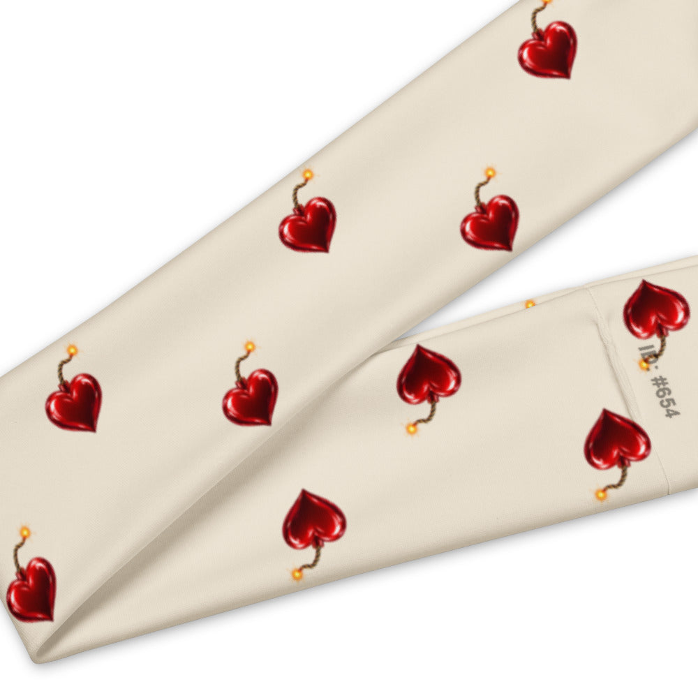 Slop Cannon Heart Fuse Headband — Cream — print and seam detail; one straight headband; printed straight polyester/elastane band; supplier digital mockup.