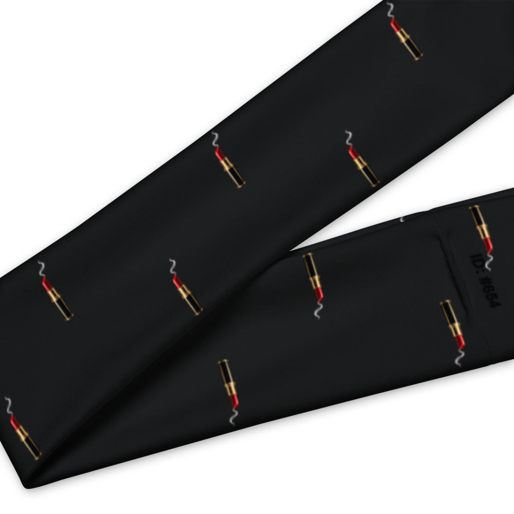 Slop Cannon Loaded Headband — Black — print and seam detail; one straight headband; printed straight polyester/elastane band; supplier digital mockup.