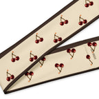 Slop Cannon Cherry Fuse Repeat Headband — Ivory / espresso — print and seam detail; one straight headband; printed straight band with espresso edge stripes; supplier digital mockup.