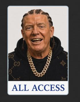 Cabinet All Access tee — Black — Print detail cropped from the exact revised supplier digital preview; original image pixels, not a manufactured sample.