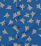 Cannon Beach button-up shirt — Cobalt — literal print-detail crop of the dense scattered pattern from the supplier front; no upscaling; supplier digital mockup.