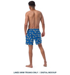 Cannon Beach lined swim trunks — Cobalt — back model view, labelled item only; other styling clothes not included; supplier digital mockup.