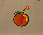 Hot Piece — Khaki — embroidery artwork detail cropped from supplier digital preview; simulated thread texture; Yupoong 6245CM Khaki; supplier digital mockup.