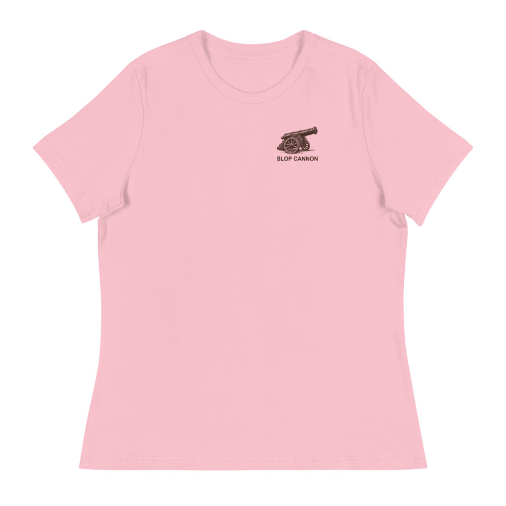 Do Not Aim At Ex — Pink — full front with approved artwork; Bella + Canvas 6400 Pink; supplier digital mockup.