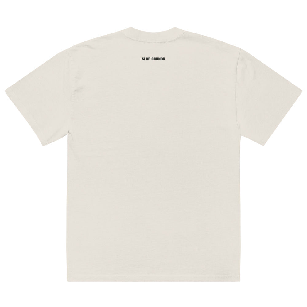 Heavy Block tee — Cream — back with outside-neckline print; AS Colour 5082 Faded Bone; supplier digital mockup.