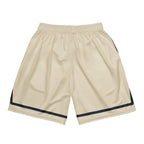 Cannon Boys mesh shorts — Bone (printed) — full back with printed contrast bands; no back graphic; Printful all-over-print recycled unisex mesh shorts White base with printed Bone (printed); supplier digital mockup.