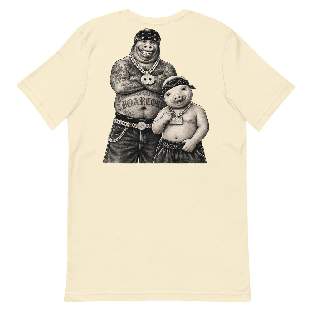 Cannon Boys tee — Natural — full back with approved posed Cannon Boys duo; Bella + Canvas 3001 Natural; supplier digital mockup.