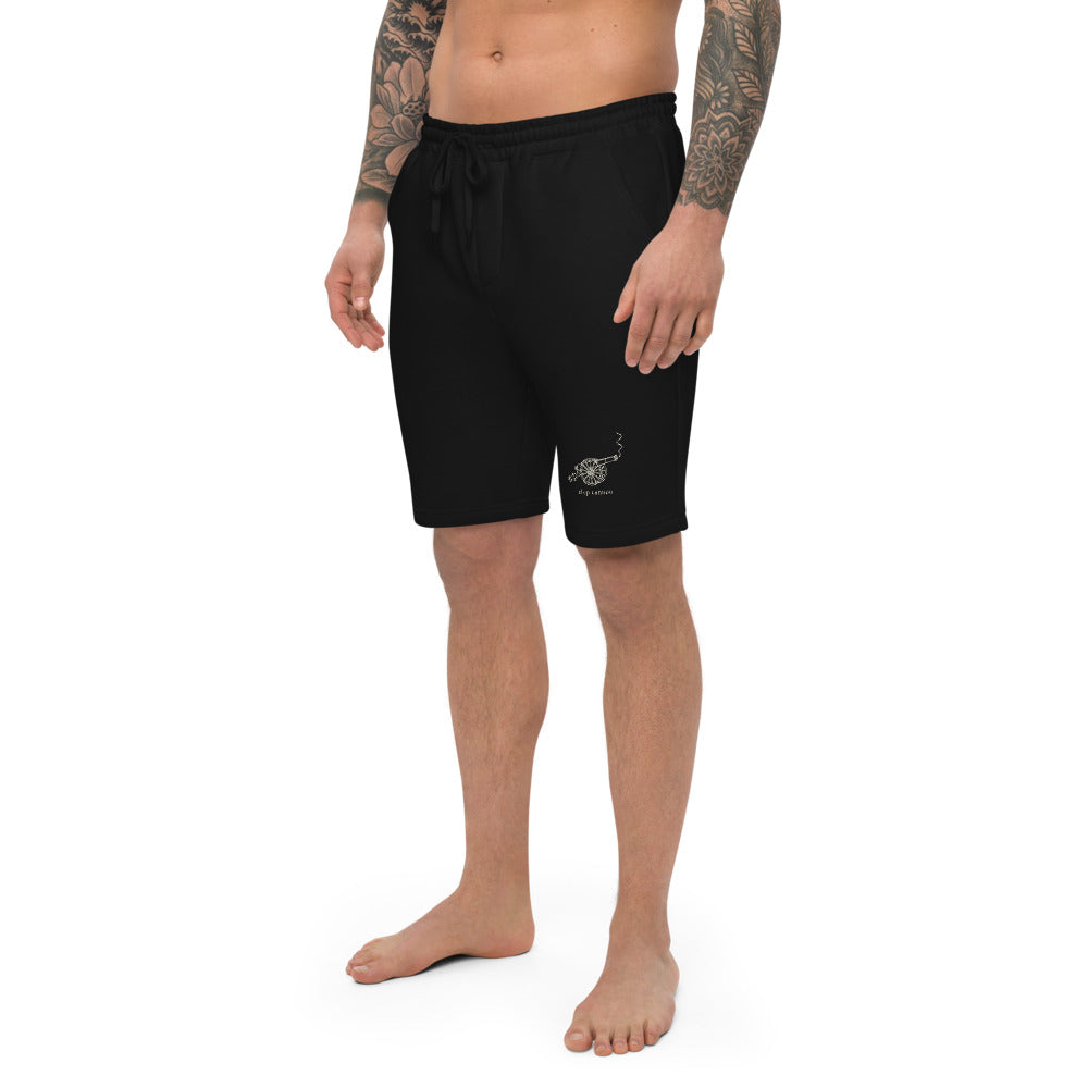 Carriage fleece shorts — Black — three-quarter model view; pair of fleece shorts only; Independent Trading Co. IND20SRT Black; supplier digital mockup.