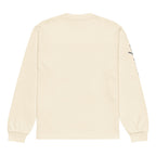 Gallery Script long-sleeve tee — Ecru — full back; no back print; AS Colour 5081 long sleeve Ecru; supplier digital mockup.