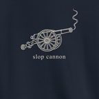 Smoke Signal crewneck — Navy Blazer — front artwork detail cropped from supplier digital mockup; Cotton Heritage M2480 crewneck Navy Blazer; supplier digital mockup.