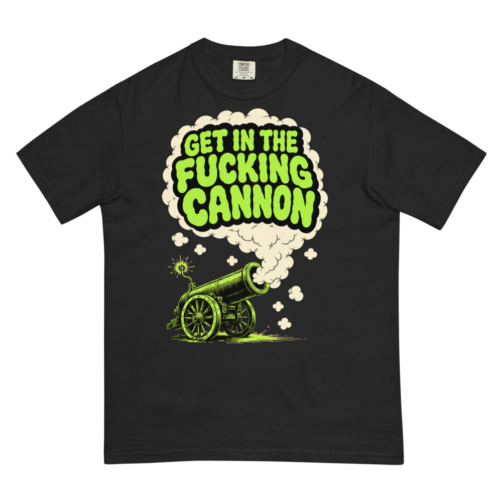 Smoke Signal tee — Black — full front with approved maximum-size artwork; Comfort Colors 1717 Black; supplier digital mockup.
