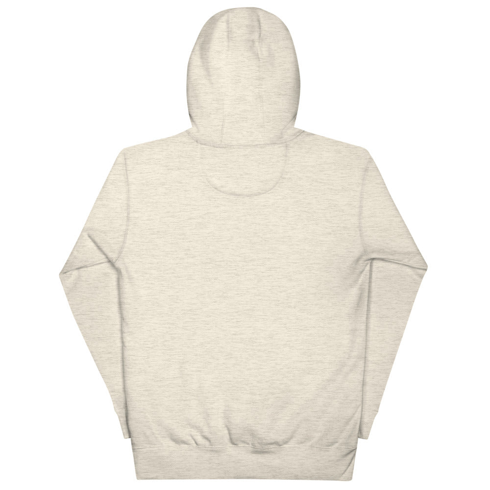 Slop Cannon Sleepy Pig Oval Hoodie — Oatmeal — full back; no back print; Cotton Heritage M2580 pullover hoodie Oatmeal Heather; supplier digital mockup.