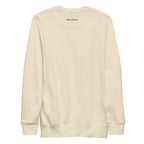 Slop Cannon Original Collegiate Crewneck — Oatmeal — full back with small burgundy outside-neckline script; Cotton Heritage M2480 crewneck Bone; supplier digital mockup.