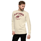 Slop Cannon Original Collegiate Crewneck — Oatmeal — three-quarter model view; crewneck only; Cotton Heritage M2480 crewneck Bone; supplier digital mockup.