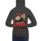 MAGAtard Cannonball Hoodie — Charcoal — back model view; hoodie only; Cotton Heritage M2580 pullover hoodie Charcoal Heather; supplier digital mockup.