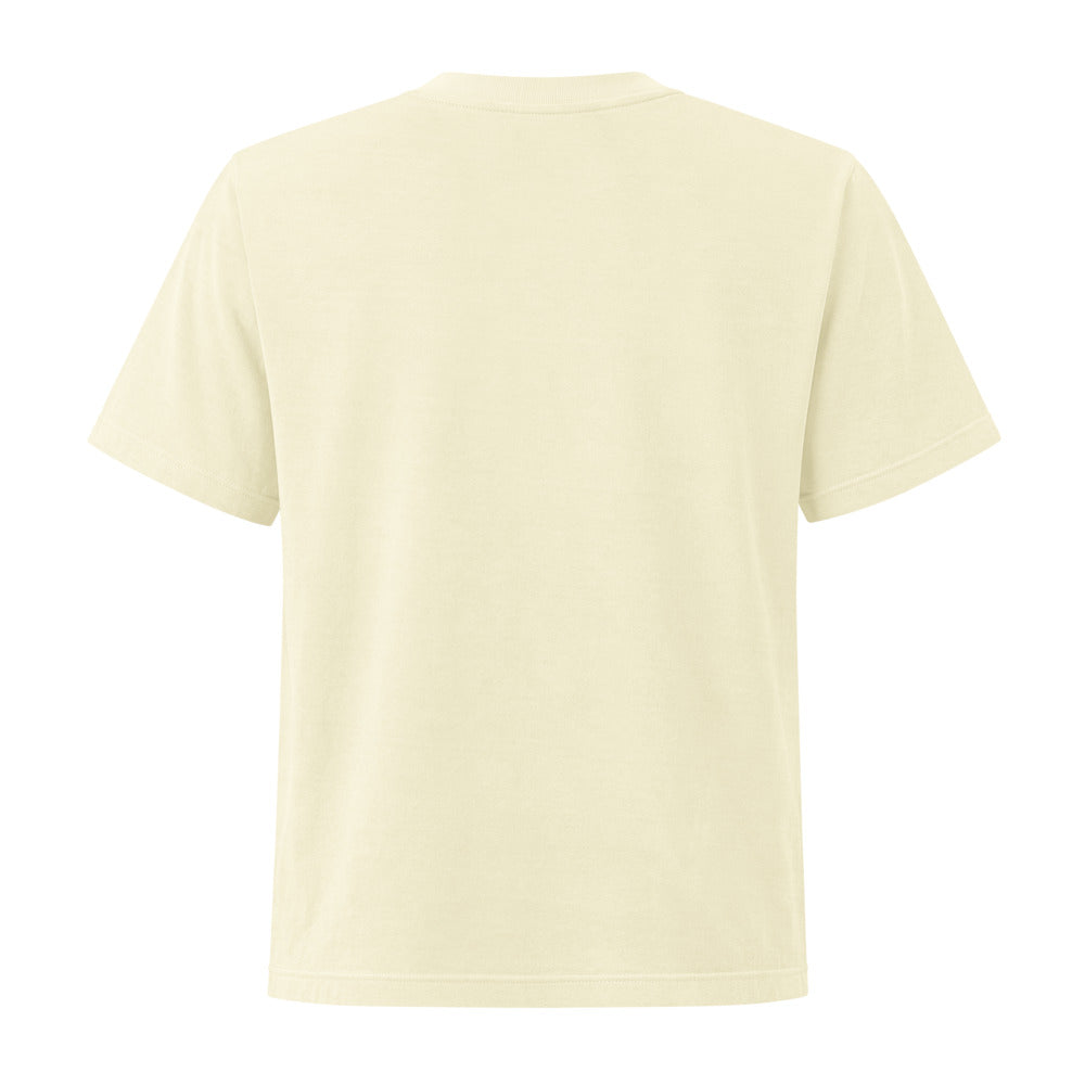 Loose Cannon women's tee — Buttermilk — plain back; no back or sleeve print; Women's Heavyweight Garment Dye Tee | Bella + Canvas 6110GD Buttermilk; supplier digital mockup.