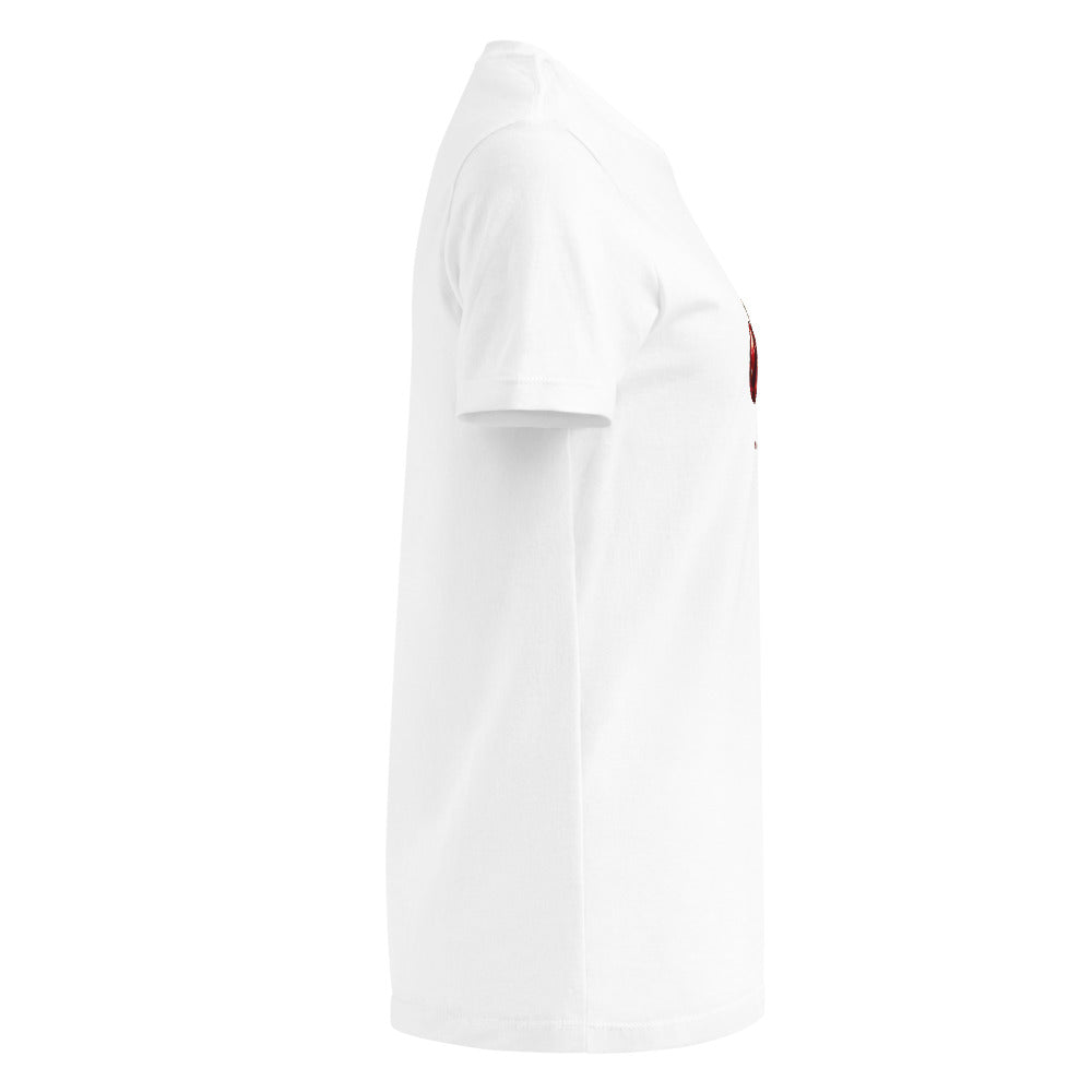 Bite Me women's tee — White — side view with plain sleeve; Women's Basic Softstyle T-Shirt | Gildan 64000L White; supplier digital mockup.