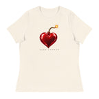Heart Fuse women's tee — Natural — full front with approved artwork; Women's Relaxed T-Shirt | Bella + Canvas 6400 Natural; supplier digital mockup.
