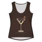 Dirty Habits cotton tank — Espresso — full front with approved artwork; All-Over Print Women's Cotton Tank Top Espresso printed panels; supplier digital mockup.
