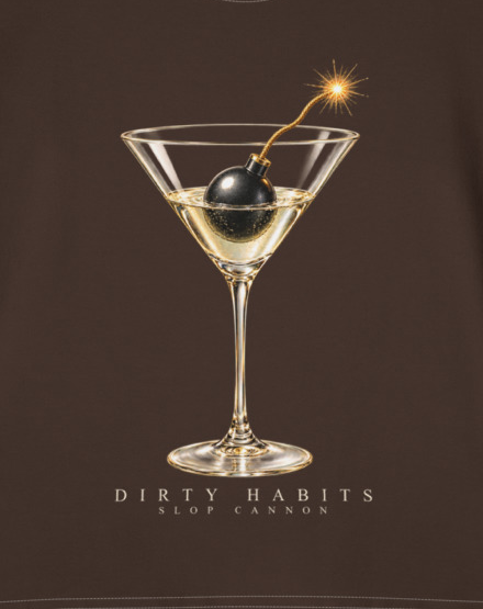 Dirty Habits cotton tank — Espresso — front artwork detail cropped from supplier digital mockup; All-Over Print Women's Cotton Tank Top Espresso printed panels; supplier digital mockup.