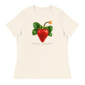 Sweet Trouble women's tee — Natural — full front with approved artwork; Women's Relaxed T-Shirt | Bella + Canvas 6400 Natural; supplier digital mockup.