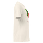 Sweet Trouble women's tee — Natural — side view with plain sleeve and configured front artwork; Women's Relaxed T-Shirt | Bella + Canvas 6400 Natural; supplier digital mockup.