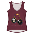 Bad Luck Club cotton tank — Burgundy — full front with approved artwork; All-Over Print Women's Cotton Tank Top Burgundy printed panels; supplier digital mockup.