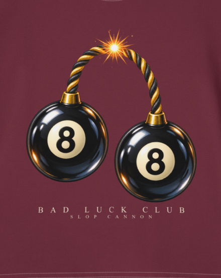 Bad Luck Club cotton tank — Burgundy — front artwork detail cropped from supplier digital mockup; All-Over Print Women's Cotton Tank Top Burgundy printed panels; supplier digital mockup.