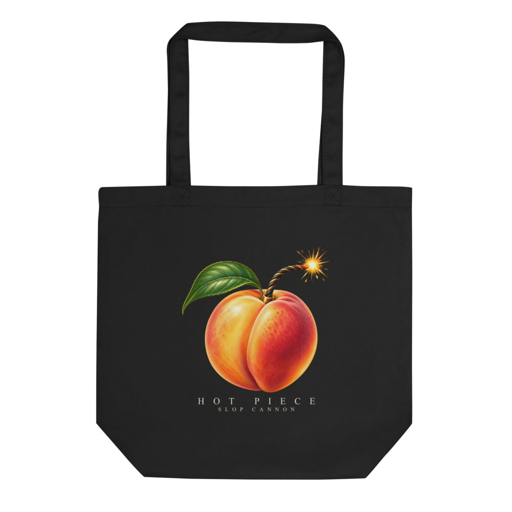 Hot Piece tote — Black — full front with approved artwork; Eco Tote Bag | Econscious EC8000 Black; supplier digital mockup.