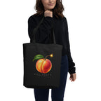Hot Piece tote — Black — model carrying tote; tote only; Eco Tote Bag | Econscious EC8000 Black; supplier digital mockup.