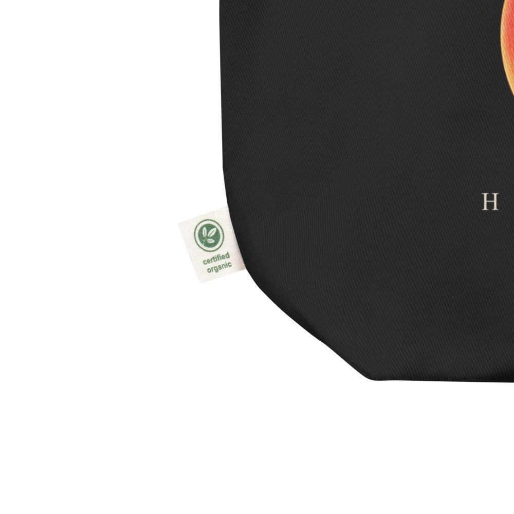 Hot Piece tote — Black — cotton twill and gusset construction detail; Eco Tote Bag | Econscious EC8000 Black; supplier digital mockup.