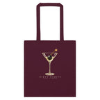 Dirty Habits tote — Burgundy — full front with approved artwork; Cotton Color Tote Bag | Westford Mill W101 Burgundy; supplier digital mockup.