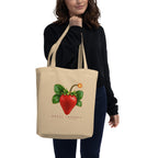 Sweet Trouble tote — Oyster — model carrying tote; tote only; Eco Tote Bag | Econscious EC8000 Oyster; supplier digital mockup.