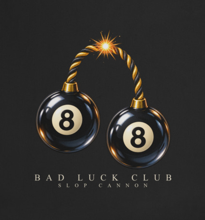 Bad Luck Club tote — Black — front artwork detail cropped from supplier digital mockup; Eco Tote Bag | Econscious EC8000 Black; supplier digital mockup.