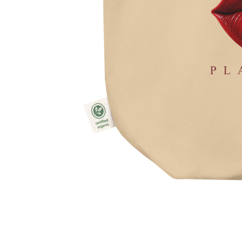 Play With Fire tote — Oyster — cotton twill and gusset construction detail; Eco Tote Bag | Econscious EC8000 Oyster; supplier digital mockup.