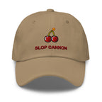 Cherry Fuse cap — Khaki — full front with approved flat embroidery design; Yupoong 6245CM cotton twill; supplier digital mockup.