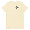 Cannon Boys tee — Natural — full front with paired heads and CANNON BOYS at left chest; Bella + Canvas 3001 Natural; supplier digital mockup.