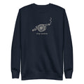 Smoke Signal crewneck — Navy Blazer — full front with approved artwork; Cotton Heritage M2480 crewneck Navy Blazer; supplier digital mockup.