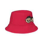 Slop Cannon Reversible Bucket Hat — C1 Cannon Boyz - Cherry Red — outside three-quarter view with the same front graphic; Printful catalog654, 100% polyester; supplier digital mockup.